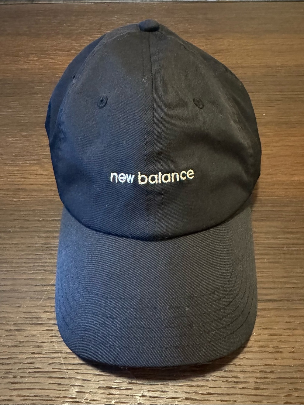 New Balance Black Baseball Cap with White Script Logo